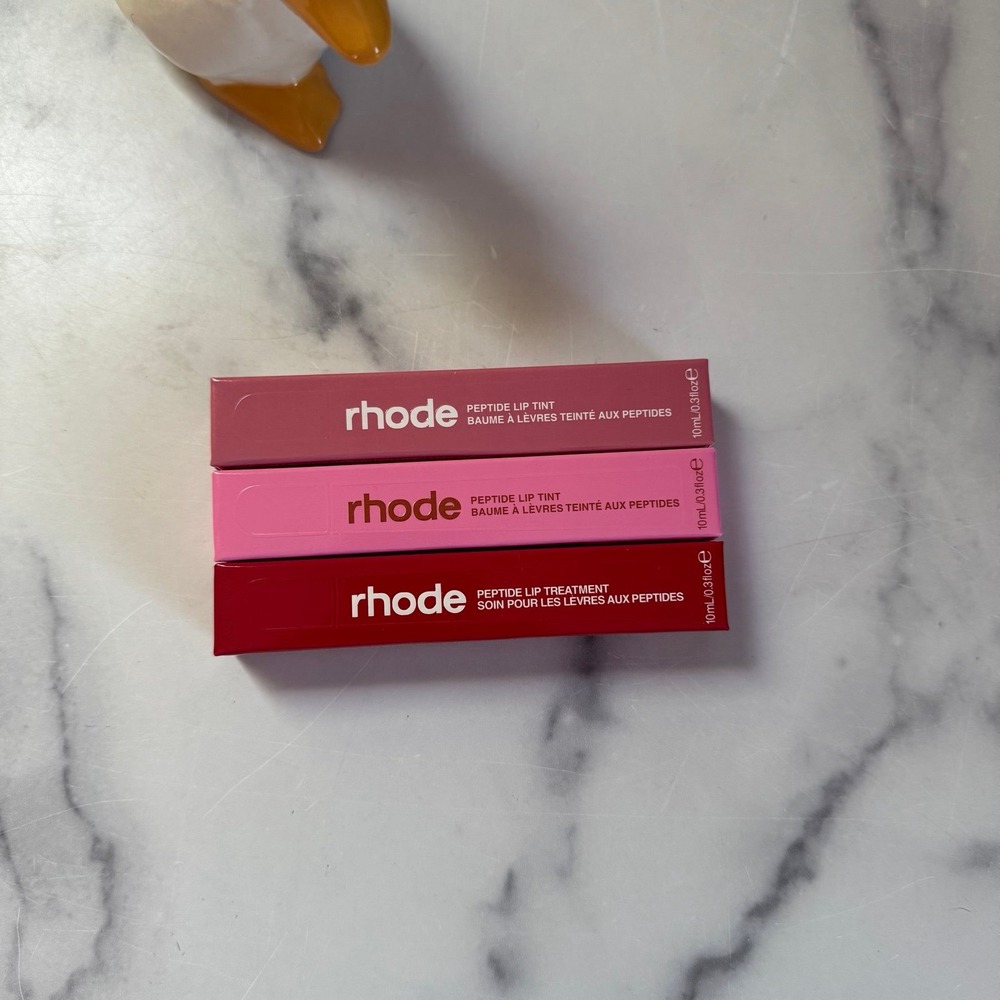 Rhode Peptide Lip Trio Strawberry Glaze Jelly Bean Salty Tan Set 10ml Lip Tint